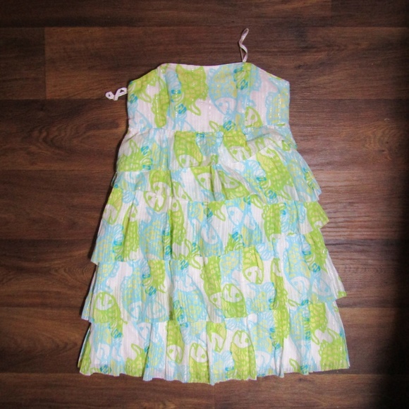 Lilly Pulitzer Dresses & Skirts - Lilly Pulitzer 6 Fish Green Blue White Layer Dress